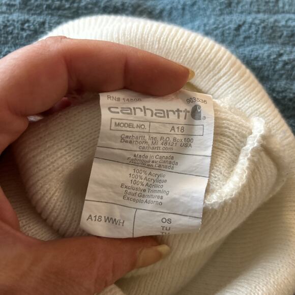 Carhartt Unisex Knit Cuffed Beanie Classic Hat Cap (White) - Picture 5 of 5